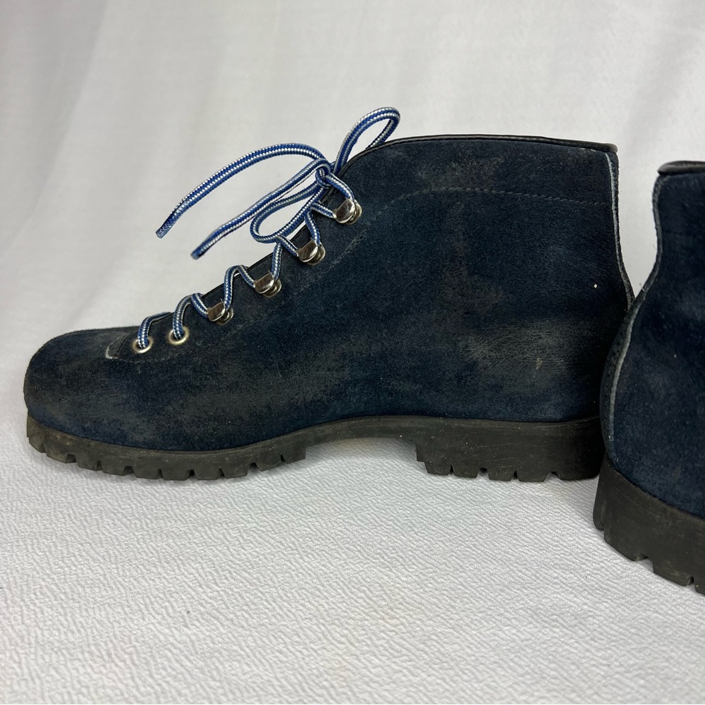 Vintage The Alps By Fabiano Blue Suede Leather Hiking Boots Womens Size 7 N - Picture 2 of 11